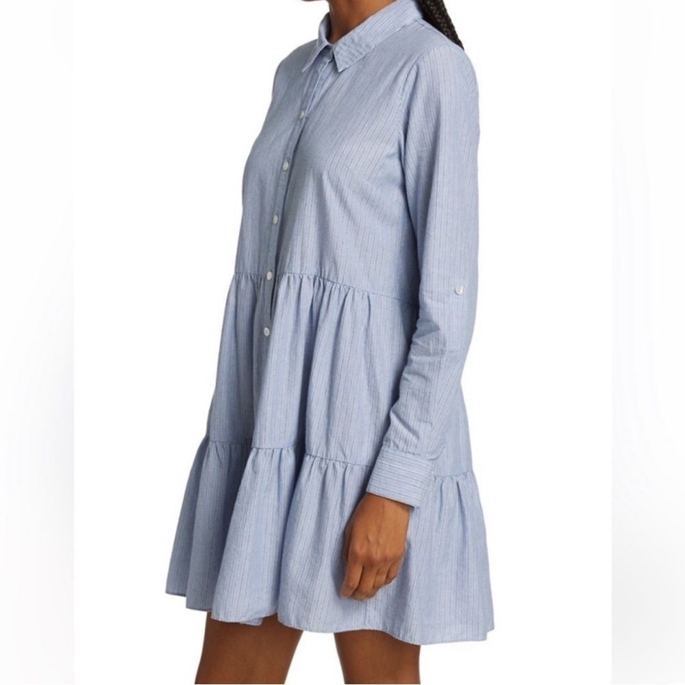 VERONICA BEARD Jemila Tiered Cotton Mini Shirt Dress - Picture 3 of 15